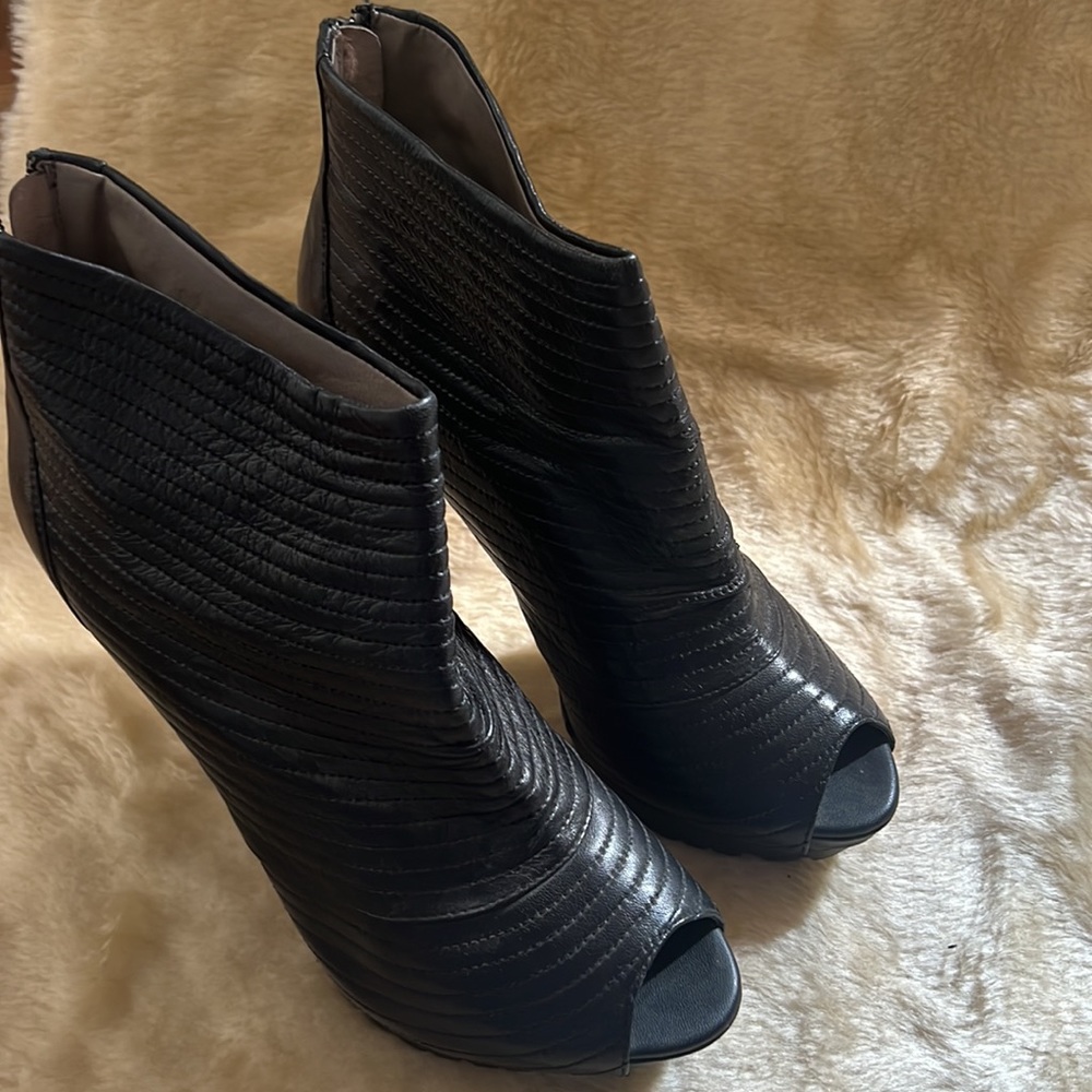 Levity open toe, heeled booties